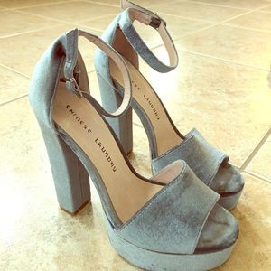 Steel Blue Rich Velvet Chinese Laundry Sandals